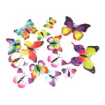 3D butterflies with magnet, house or event decorations, set of 12 pieces, colorful